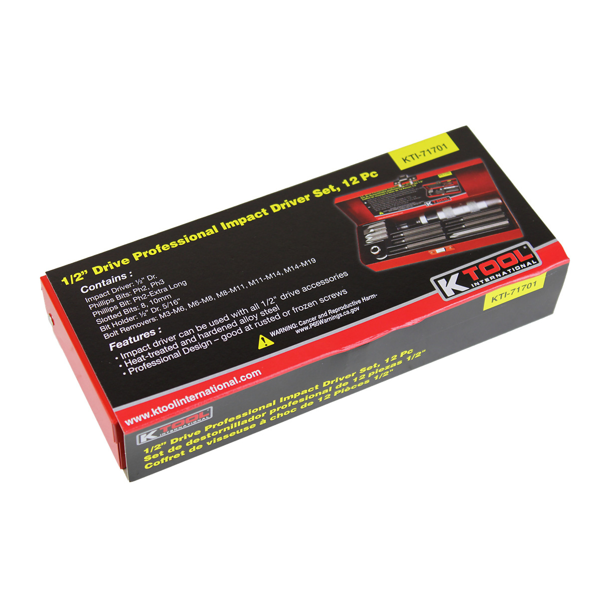 K Tool International Professional Impact Driver Set — 12-Piece, 1/2in. Drive, Model# KTI71701